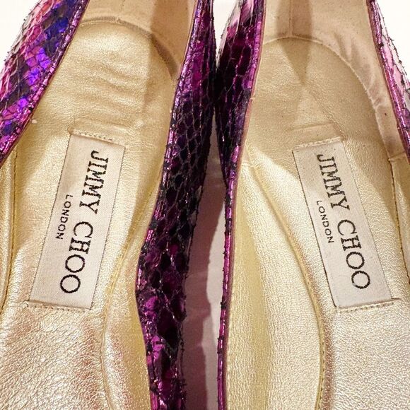 Jimmy Choo Purple Snakeskin Ballet Flat Slip On Size 40 - Picture 7 of 9
